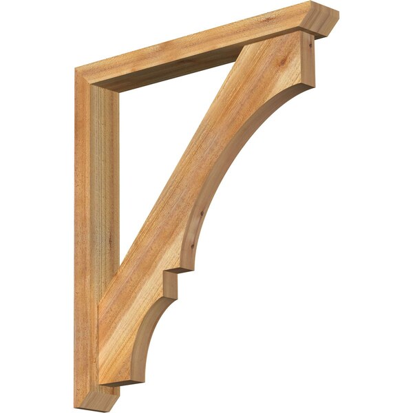 Ekena Millwork Balboa Slat Rough Sawn Bracket w/ Offset Brace, Western Red Cedar, 4"W x 28"D x 32"H BKT0402X28X32BOA06RWR - main